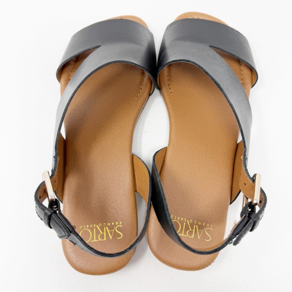 Franco Sarto Black Leather GARZA Sandals Size 8 Open Toe Casual Boho Summer NEW - Picture 4 of 8